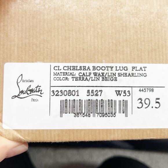 Christian Louboutin Tan Beige CL Chelsea Booty Lug Shearling Ankle Boots EU 39.5 - Picture 14 of 14